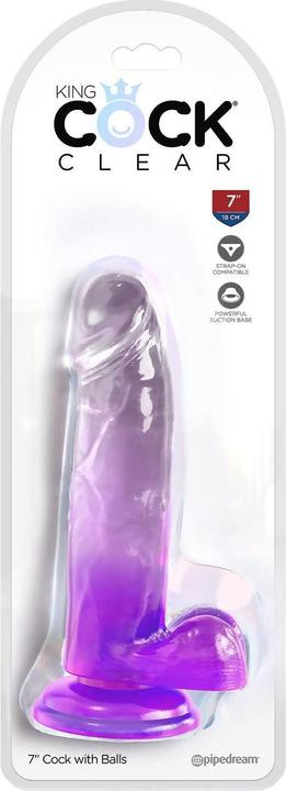 Actual product image Doc Johnson KingCockClear 7 w balls purple