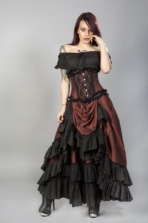 Actual product image Burleska Ladies Dress Carnation Victorian, Taffeta, Brown (XXL)