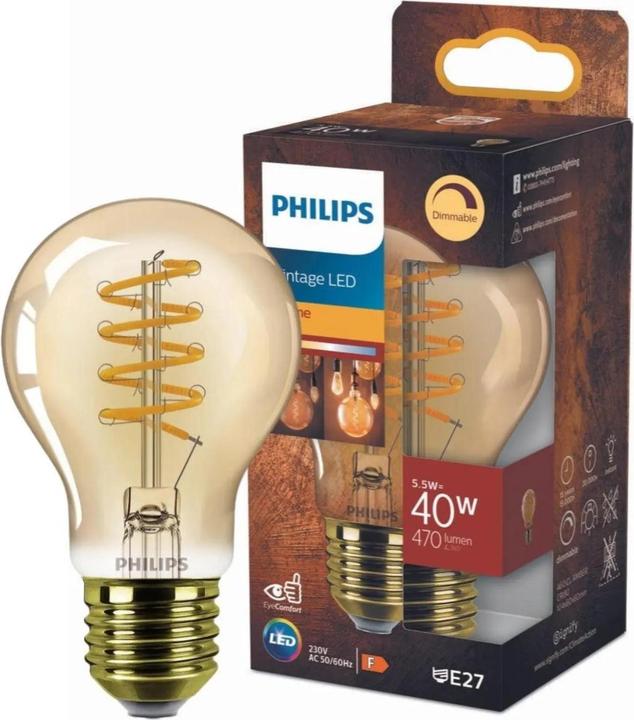 Actual product image Philips Amber (E27, 5.50 W, 470 lm, 1 x, E)