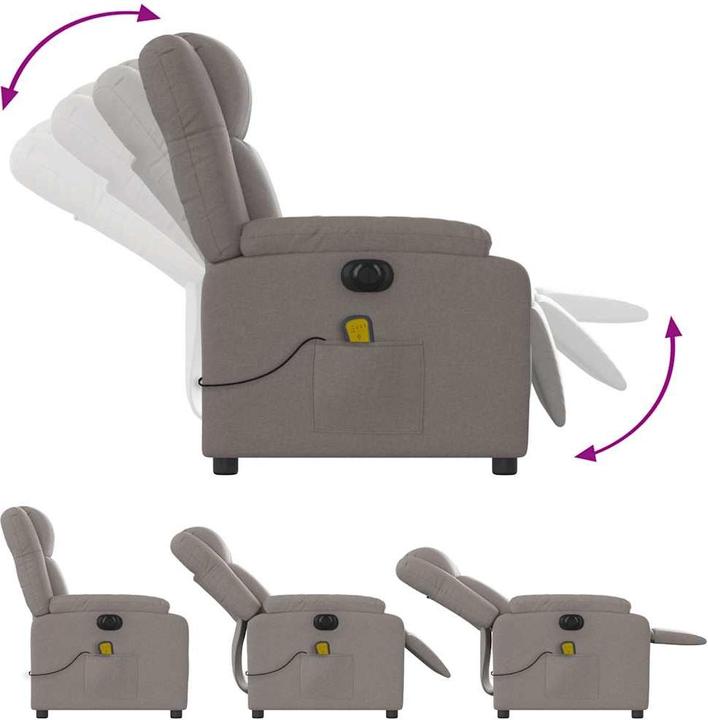 Immagine prodotto VidaXL Poltrona massaggiante Poltrona TV Poltrona relax Poltrona elettrica Tessuto Taupe