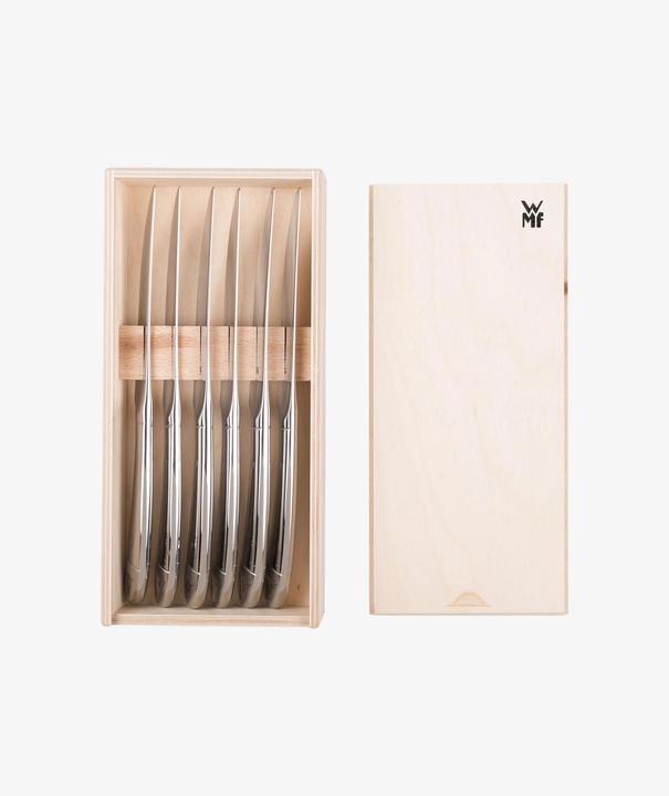 Produktbild WMF Steakmesser Set 6tlg Pizzamesser Wellenschliff Spezialklingenstahl Holzbox (6 Stück, Messer)
