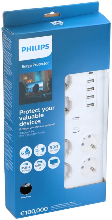 Immagine prodotto Philips SPN7061WA/39 Ciabatta elettrica - protezione da sovratensioni - 6 prese di corrente
