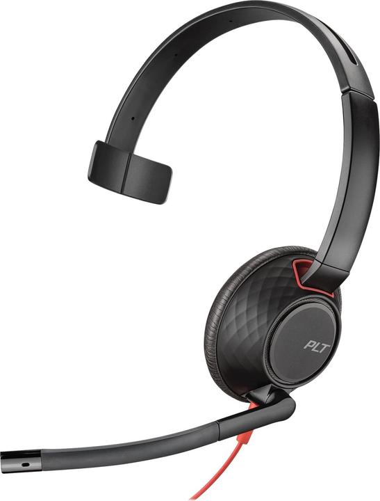 Immagine prodotto Poly Blackwire 5210, Cuffia, Padiglione auricolare, Calls/Music, Nero, Rosso, Monofonico, Pulsante (Cablato, USB-C)