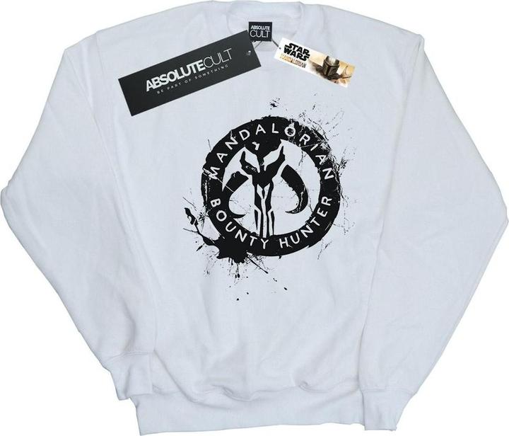 Actual product image Star Wars Mens The Mandalorian Bounty Hunter Splatter Skull Sweatshirt (XL)