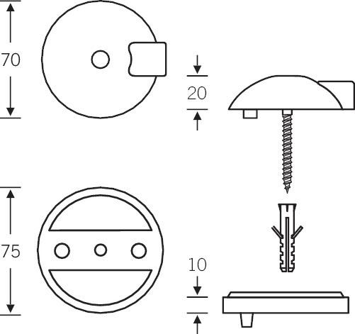 Image du produit FSB Plaque inférieure 38 3884 plastique Ø 75 mm hauteur 10 mm (1 pièce(s))
