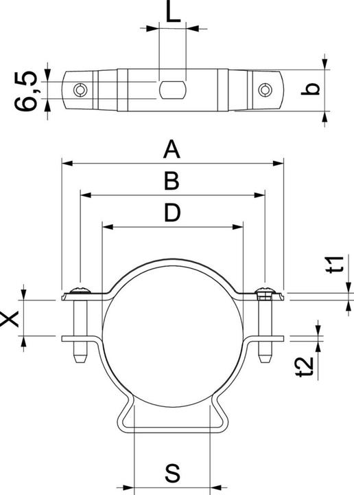 Actual product image OBO Bettermann ASL 733 53 FT Spacer clamp w.oblong hole 44-53mm St FT 1362734