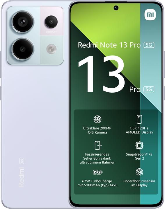 Xiaomi Redmi Note 13 Pro 5G (256 GB, Aurora Viola, 6.67", Doppia SIM, 200 Mpx, 5G)