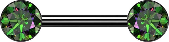 Star Piercing Barbell Threadless schwarz mit zwei Halbkugeln schwarz Kristall dunkel multicolor (Titan G23, ohne Messing)