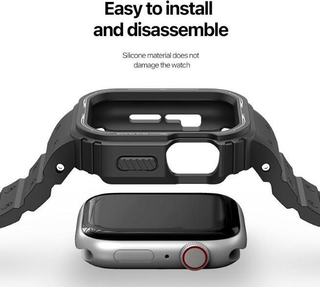 Produktbild Dux Ducis OA Armband Apple Watch 38mm/40mm/41mm - Schwarz (38 mm, 40 mm, 41 mm, Silikon, Apple Watch Series 2, Apple Watch Series 1, Apple Watch Series 3, Apple Watch Series 4, Apple Watch Series 5, Apple Watch Series 6, Apple Watch Series 7, Apple Watch Series 8, Apple Watch Series 9, Apple Watch SE)