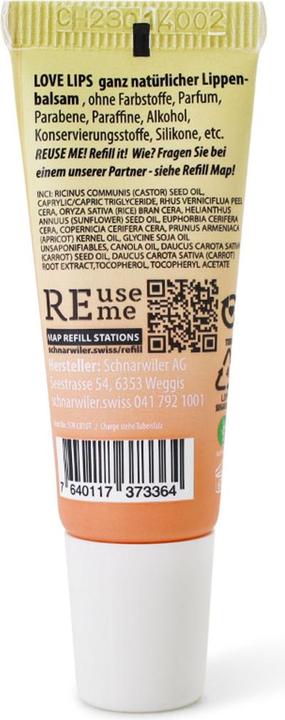 Produktbild ReUseMe LOVE LIPS Lippenbalsam natürlich mit Aprikosenkernöl und Echinacea parfümfrei Bals (Balsam, 10 ml)