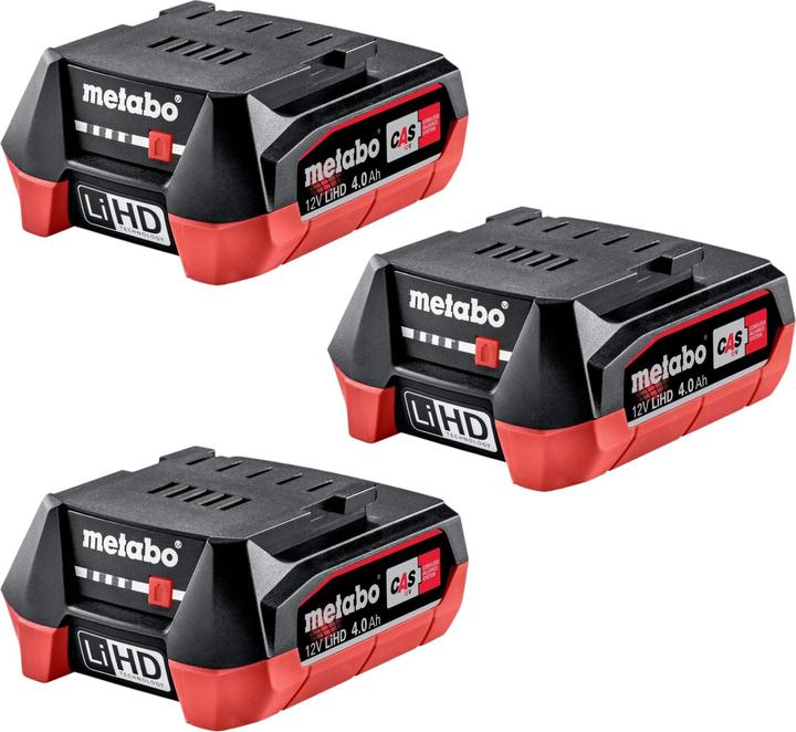 Actual product image Metabo Battery set 3x LiHD battery pack 12 V 4.0 Ah / 4000 mAh Li-Ion with charge level indicator ( 3x (12 V)