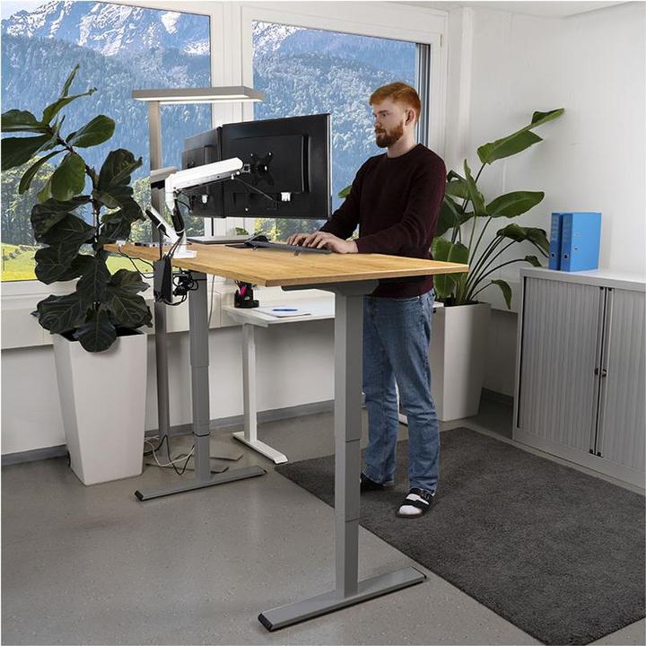 Produktbild Contini höhenverstellbarer Bürotisch 1.6x0.8m Eiche / Gestell grau RAL 7045