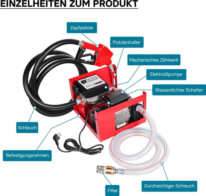 Actual product image Wiltec Self Priming Bio Fuel Oil Diesel 230V/750W 80l/min Transfer Pump H/D Portalbe