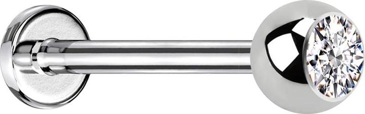Produktbild Star Piercing Micro Threadless Labret silber mit Kugel Kristall silber (ohne Messing, Chirurgenstahl 316L)