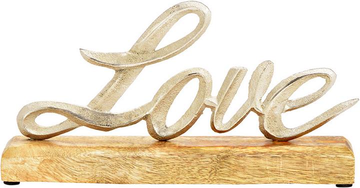Produktbild G. Wurm Aufsteller Schriftzug, Love, auf Mangoholz Sockel, aus Metall Silber (B/H/T) 25x13x5cm