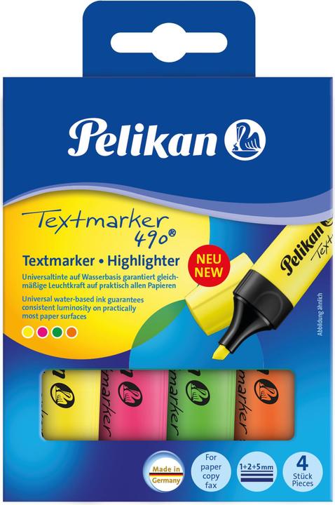 Immagine prodotto Pelikan Evidenziatore 490 (Arancione neon, Giallo neon, Rosa neon, Verde neon, 5 mm, 4 x)