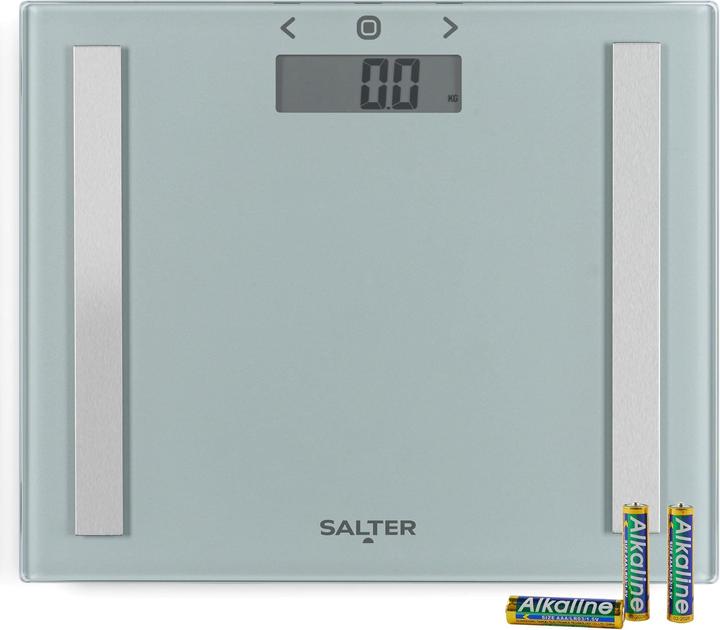 Actual product image Salter 9113 SV3RAREU16 Compact Glass Analyser Bathroom Scales - Silver (150 kg)