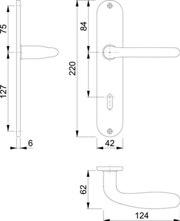 Produktbild Hoppe Langschildgarnitur Cardiff E1850Z/302 Edelstahl F69 OB 72 mm DIN links / rechts (Türgarnitur)