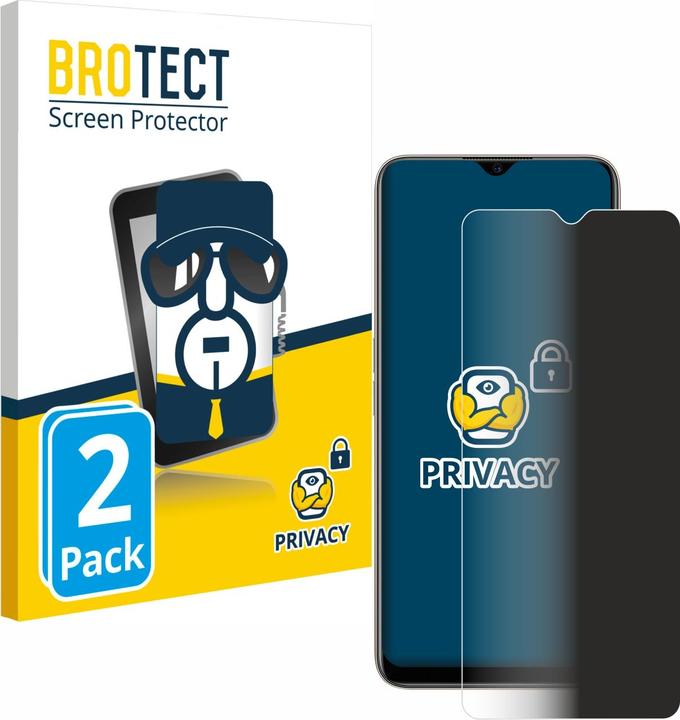 Productafbeelding BROTECT Anti-spionnetje privacyfolie Beschermfolie tegen blauw licht (2 Stuk, Oppo A5 (2020))