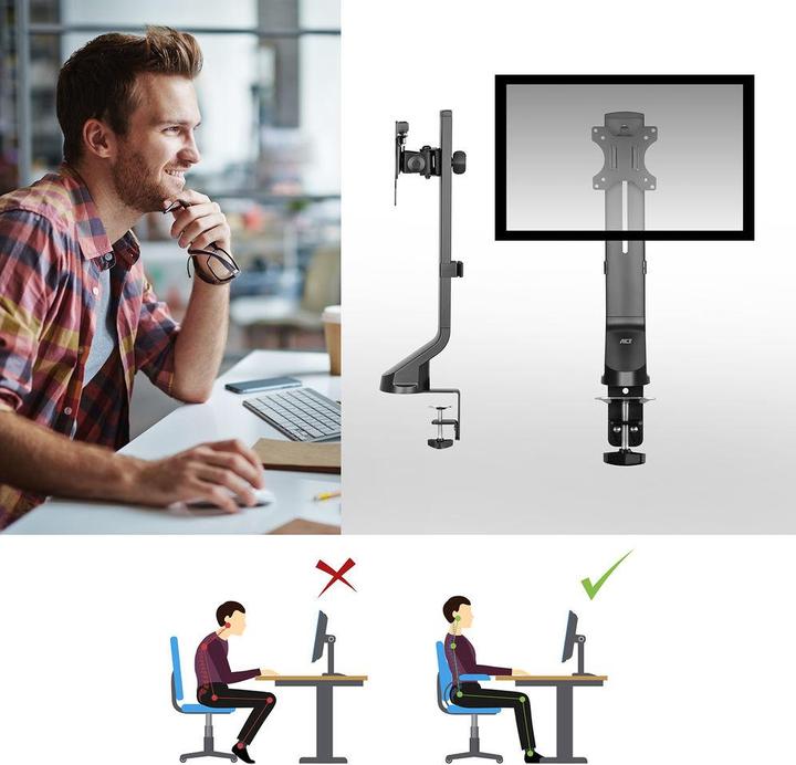 Actual product image Monitor Desk Mount, 1 screen up to 32ö, with thumb screw (Table, 32")