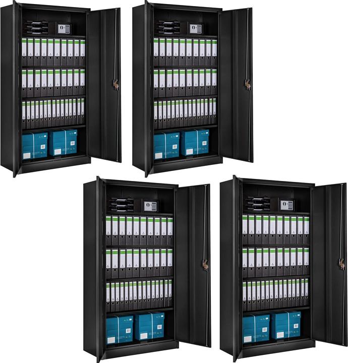 tectake 4x Filing cabinet with 5 shelves (180 x 90 x 40 cm)