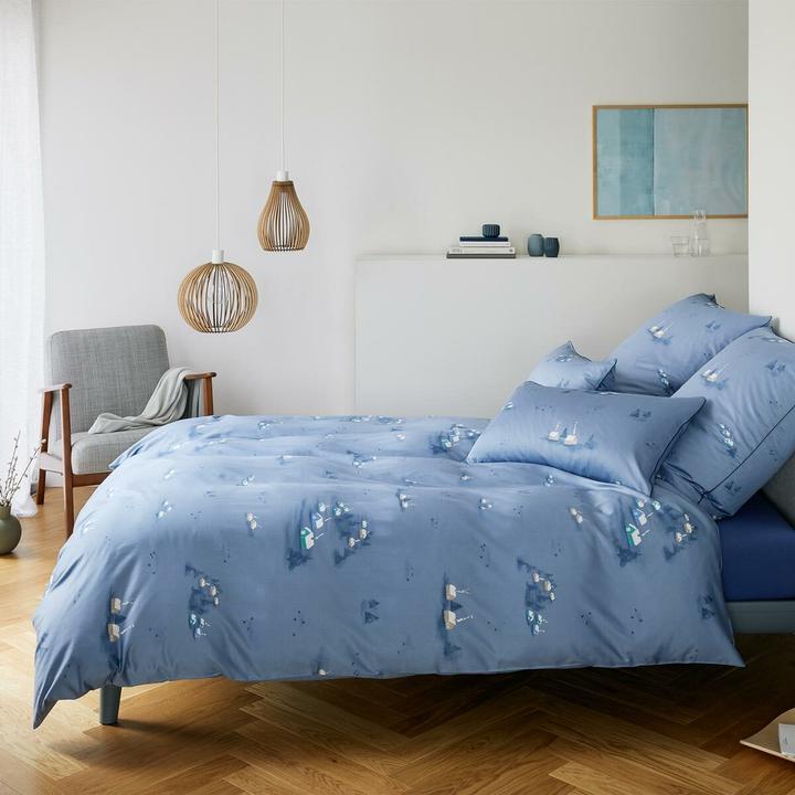 Produktbild Elegante Mako-Satin Bettwäsche Home rauchblau (Bettwäsche Set, 200 x 200 cm, 70 x 90 cm)