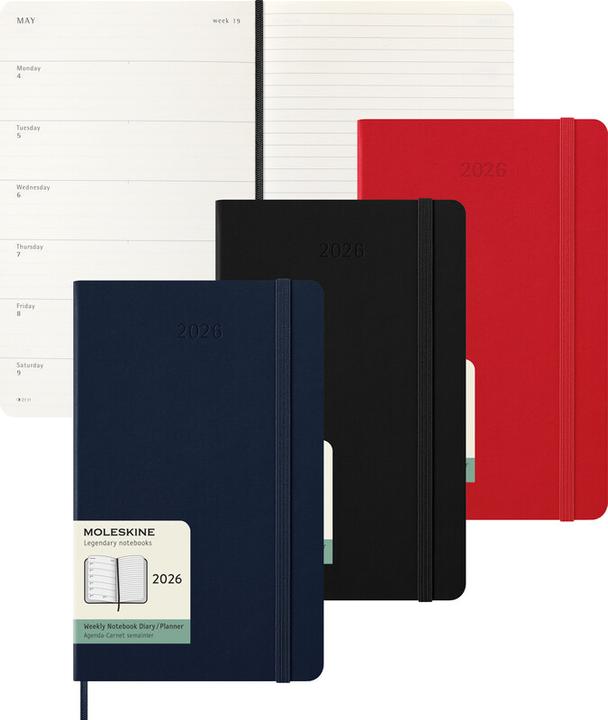 Productafbeelding Moleskine 12 maanden weekkalender 2025, Groot/A5, 1 week = 1 pagina, rechts gelinieerd (A5, Engels)