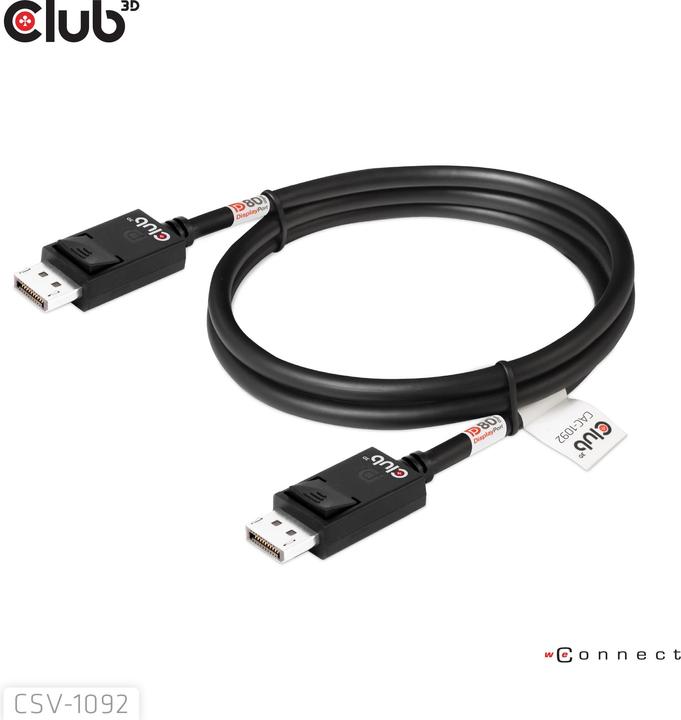 Actual product image Club 3D Club3D DisplayPort cable 2.1 DP80 1,6m 10K/8K/4K St/St retail (1.60 m, DisplayPort)