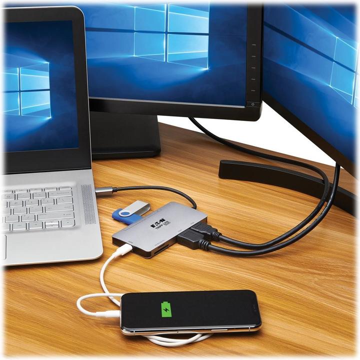 Produktbild Eaton USB-C Dock Dual Display - 4K 60Hz HDMI USB 3.2 Gen 1 USB-A Hub Memory Card 100W PD C (USB-C, 2 Ports)