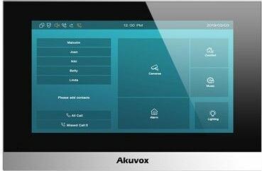 Actual product image Akuvox Indoor station C315W with logo, touch screen, Android, POE, Wi-Fi, silver