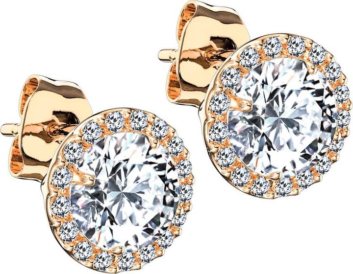 Immagine prodotto Star Piercing Orecchini pendenti in oro rosa con bordo in cristallo e cristallo centrale (senza ottone, Argento 925)