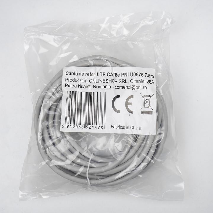 Immagine prodotto PNI Cavo di rete UTP CAT6 U0675, connettore patch 2xRJ45, 8 fili x 0,4 mm, 7,5 m (CAT6, 7.50 m)