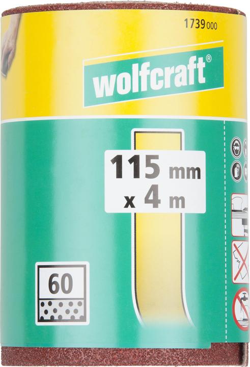 Actual product image wolfcraft Easy-Fix Sandpaper Roll for Wood/Metal, 4 m x 115 mm, grain 60 (60)