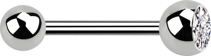 Produktbild Star Piercing Barbell silber mit Kugel und Kugel Kristall silber (ohne Messing, Titan G23)