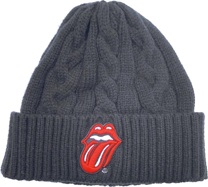 Actual product image The Rolling Stones Unisex Adult Classic Tongue Cable Knit Beanie (One size)