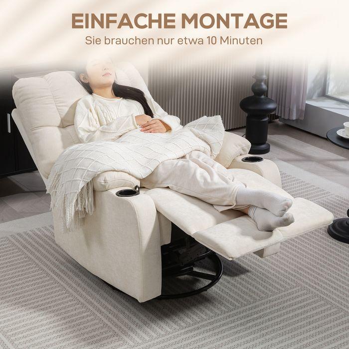 Produktbild Swisshandel24 Relaxsessel Drehbar Fernsehsessel mit Liegefunktion, Schaukelfunktion Beige