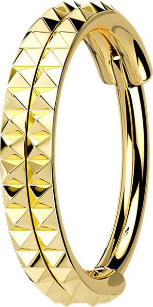 Star Piercing Micro Segmentring klappbar vergoldet doppelreihe Pyramiden (ohne Messing, Chirurgenstahl 316L)