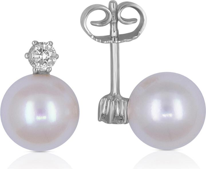 Image du produit Muau Boucles d'oreilles (Or blanc 750 Akoya Perle 7.5-8mm Brillant 0.20ct.)