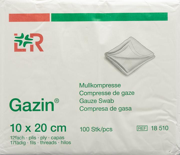 Produktbild Gazin Mullkompressen 10x20cm 12-fach/17 fädig mit RK
