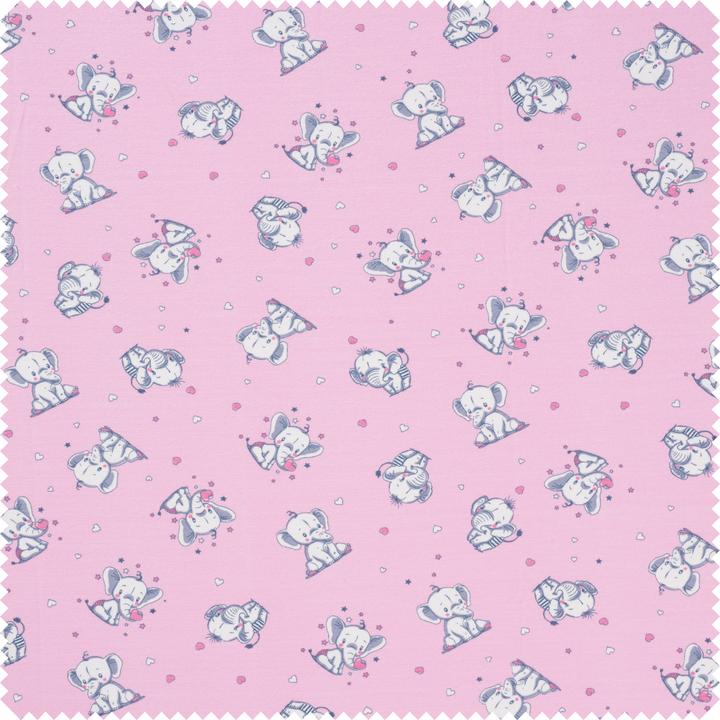 Actual product image VBS Jersey fabric "Little elephants", pink, 150 cm wide, by the metre