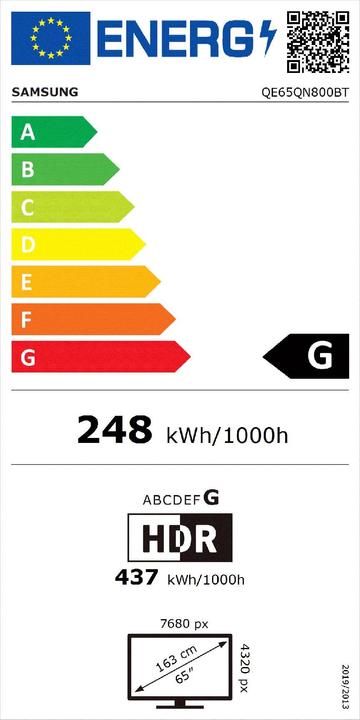 Energy Label Samsung QE65QN800BT (65", QN800B, NeoQLED, 8K, 2022)