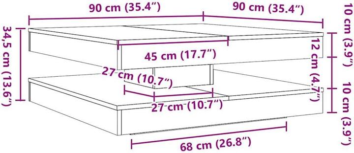Produktbild VidaXL Drehbarer Couchtisch (90 x 90 x 34.5 cm)