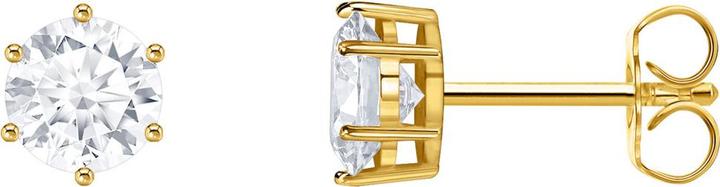 Thomas Sabo Ohrstecker mit weissem Stein im Brillantschliff (925er Silber, 750 Gelbgold Vergoldung)