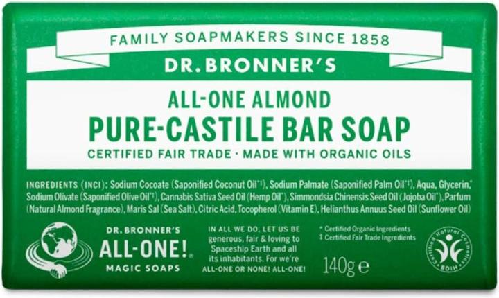 Dr. Bronner's Dr Bronner's Almond Pure Castile Bar Soap 140g (Hard soap)