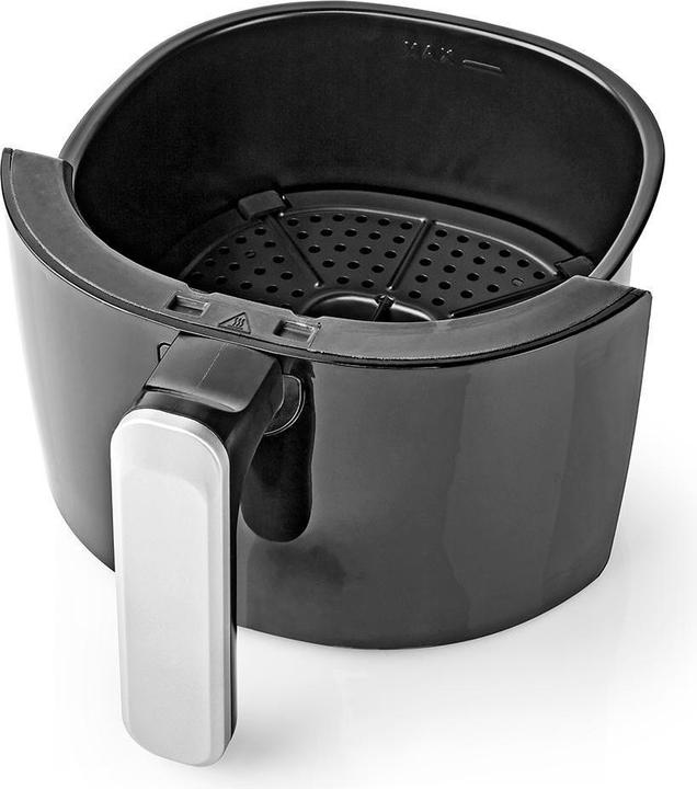 Actual product image Nedis Hot Air Fryer | 2.4 l | Timer: 30 min | Analogue | Aluminium / Black (EU plug)