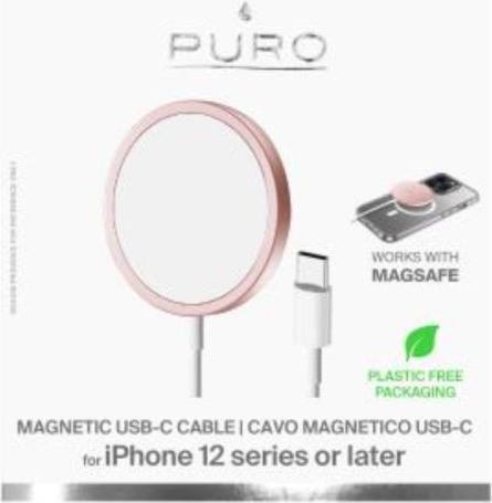 Immagine prodotto Puro Cavo di ricarica magnetico USB-C Magsafe - Ładowarka bezprzewodowa indukcyjna 15W (różowy) (15 W)