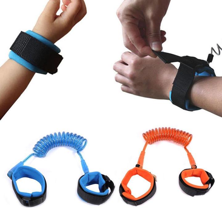 Image du produit JTI Laisse élastique de sécurité pour enfant (s'attache au poignet), 2 m - Bleu