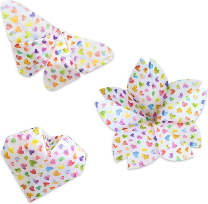 Produktbild Ursus Transparentpapier-Faltblätter "Bunte Herzen", ca. 15 x 15 cm (115 g/m², 50 x)