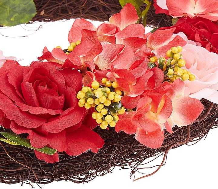 Produktbild Beliani Türkranz rot / rosa mit Kunstblumen ø 50 cm AGULO (10 cm)