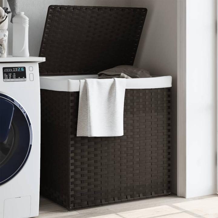 Immagine prodotto VidaXL Cesto per la biancheria con 2 scomparti Marrone scuro 53x35x57 cm Poly